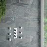 Modern Square Triple Shower Valve, Ceiling Mounted Square Shower Head & 6 Body Jets