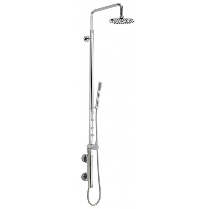Modern Vertical Thermostatic Bar Valve with Fixed Shower Head, 4 Body Jets & Shower Kit Large Image