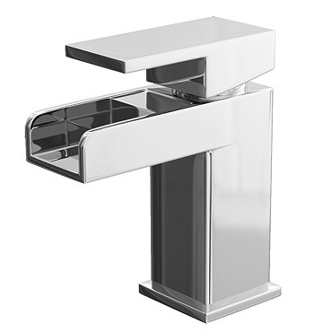 Modern Waterfall Basin Mixer Tap with Waste - Chrome  Profile Large Image