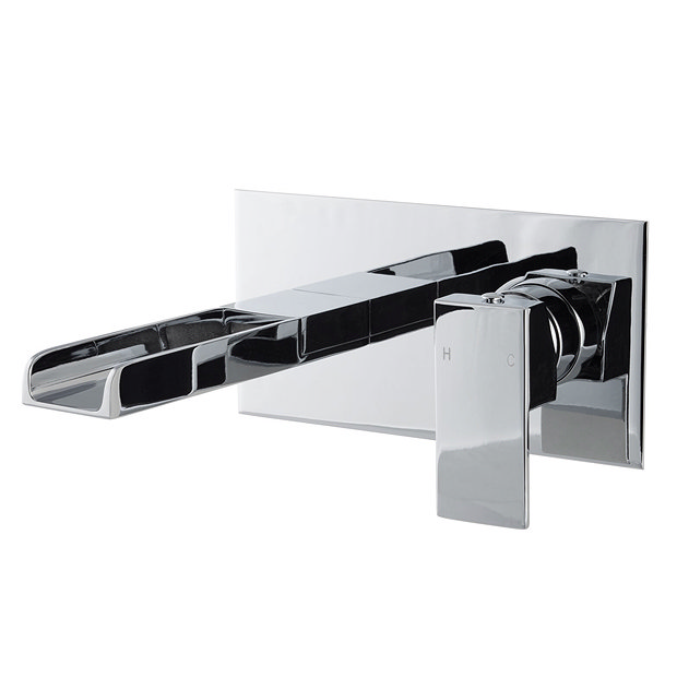 Modern Waterfall Wall Mounted Basin Tap Chrome