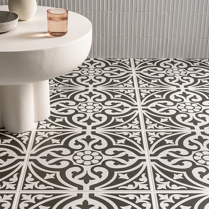 Molyneux Black & White Patterned Wall & Floor Tiles - 450 x 450mm