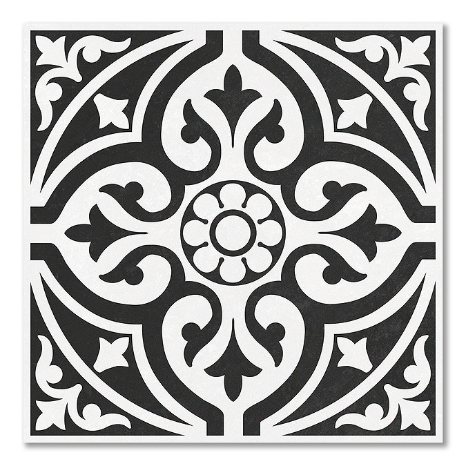 Molyneux Black & White Patterned Floor Tiles - 450 x 450mm