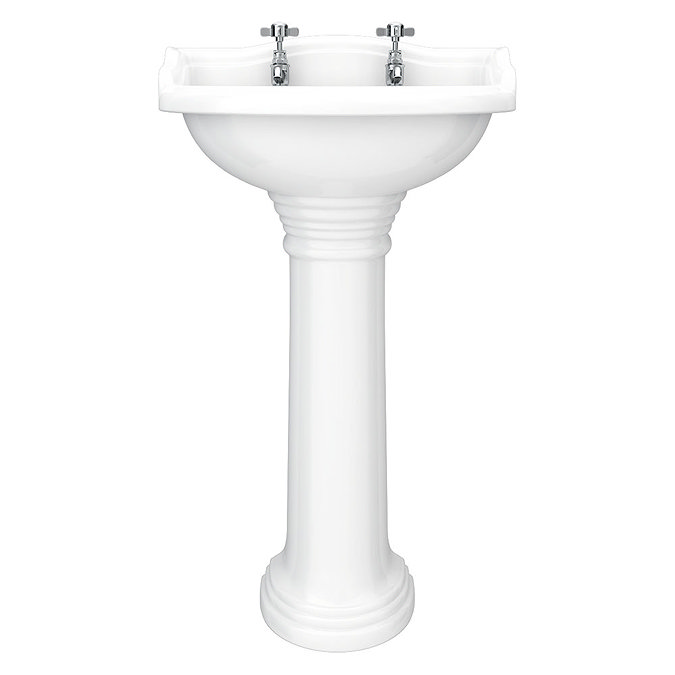 Monaco Traditional Basin + Pedestal (2 Tap Hole - Various Sizes)  Feature Large Image