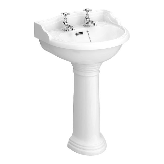 Monaco Traditional Basin + Pedestal (2 Tap Hole)