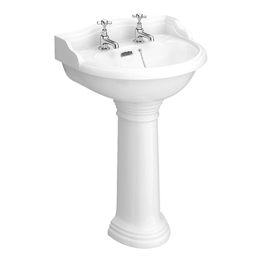 Monaco Traditional Basin with Pedestal (2 Tap Hole)