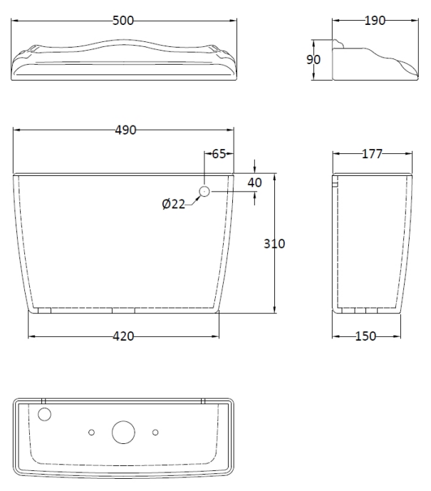 Monaco Close Coupled Cistern