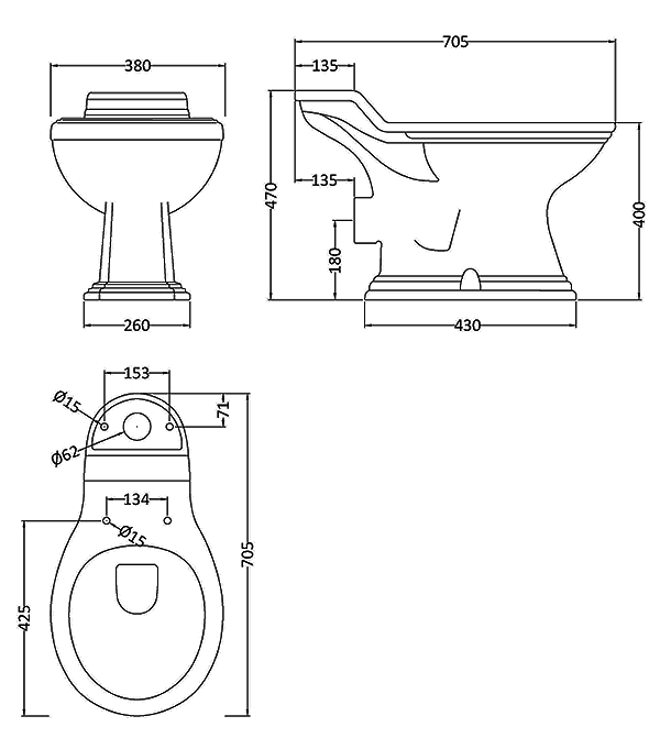 Monaco Close Coupled Pan (Excluding Seat)