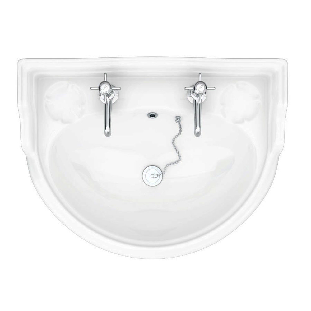 Monaco Traditional Wall Hung Cloakroom Basin (500mm Wide 2 Tap Hole)