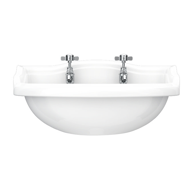 Monaco Traditional Wall Hung Cloakroom Basin (500mm Wide - 2 Tap Hole)