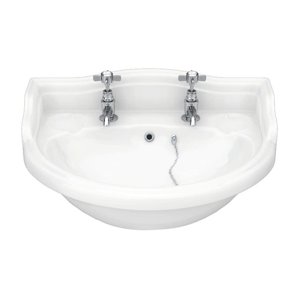 Monaco Traditional Wall Hung Cloakroom Basin (500mm Wide 2 Tap Hole)