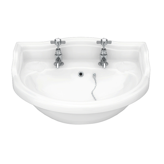Monaco Traditional Wall Hung Cloakroom Basin (500mm Wide - 2 Tap Hole)