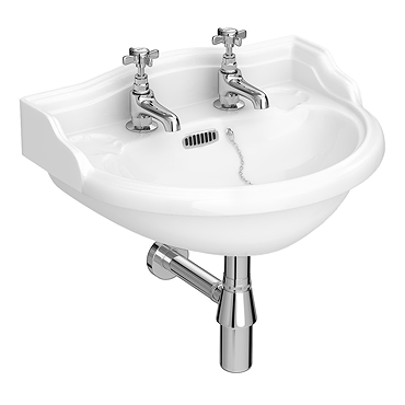 Monaco Traditional Wall Hung Cloakroom Basin (500mm Wide - 2 Tap Hole)