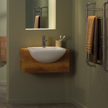 Monica 1 Tap Hole Semi Recessed Ceramic Basin - 231351 Profile Large Image