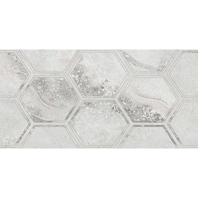 Monsanto Grey Hexagon Stone Effect Wall Tiles - 300 x 600mm Feature Large Image