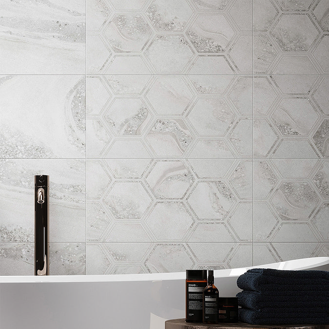 Monsanto Grey Hexagon Stone Effect Wall Tiles - 300 x 600mm Large Image