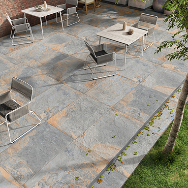 Montley Outdoor Light Grey Stone Effect Floor Tile - 600 x 900mm