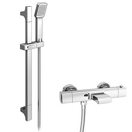 Montreal Wall Mounted Thermostatic Bath Shower Mixer Tap + Slider Rail Kit Large Image