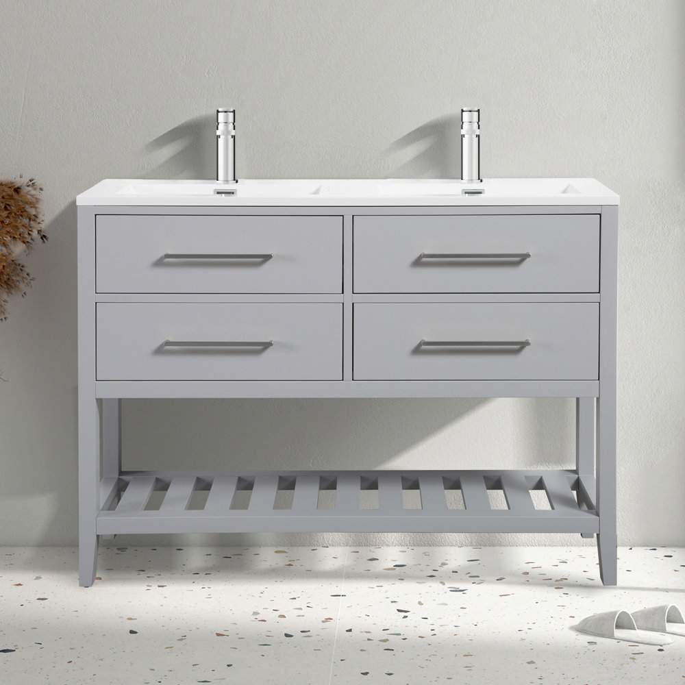 Montrose 1200mm Dove Grey Double Basin Vanity Unit with Chrome Handles