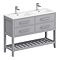 Montrose 1200mm Dove Grey Double Basin Vanity Unit with Chrome Handles and Slatted Shelf