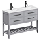 Montrose 1200mm Dove Grey Double Basin Vanity Unit with Matt Black Handles and Slatted Shelf