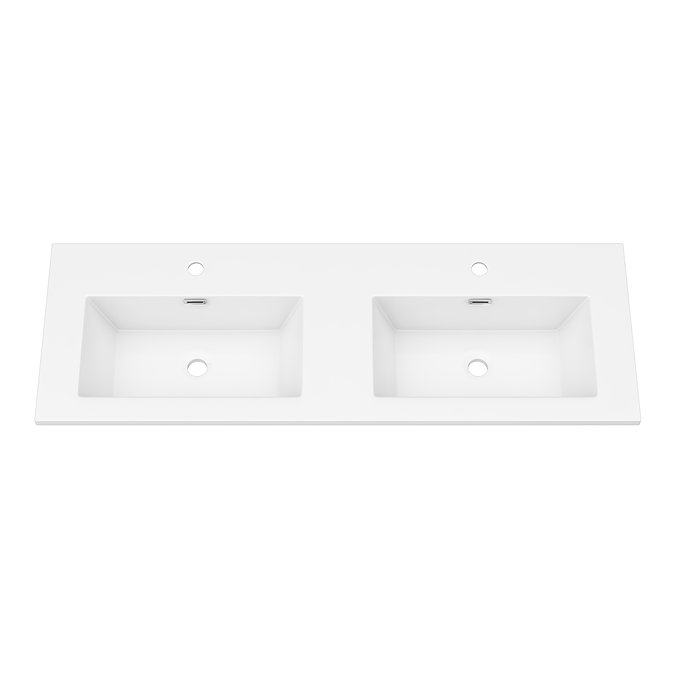 Montrose 1200mm Dove Grey Double Basin Vanity Unit with Matt Black Handles and Slatted Shelf