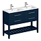 Montrose 1200mm Indigo Blue Double Basin Vanity Unit with Chrome Handles and Slatted Shelf