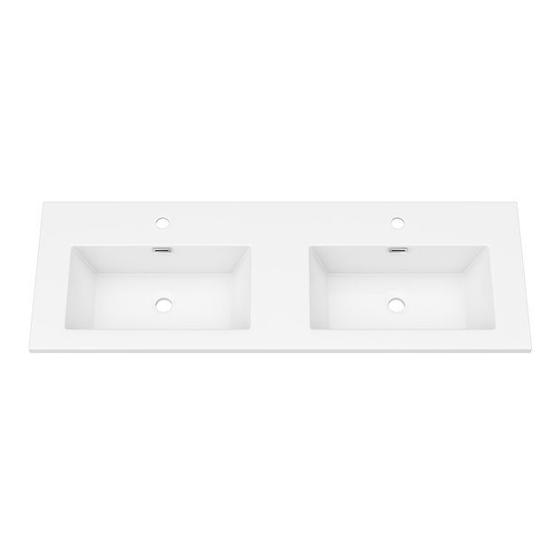 Montrose 1200mm White Double Basin Vanity Unit with Chrome Handles and Slatted Shelf
