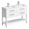 Montrose 1200mm White Double Basin Vanity Unit with Chrome Handles and Slatted Shelf