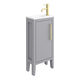 Montrose 400mm Dove Grey Cloakroom Vanity Unit with Brushed Brass Handle
