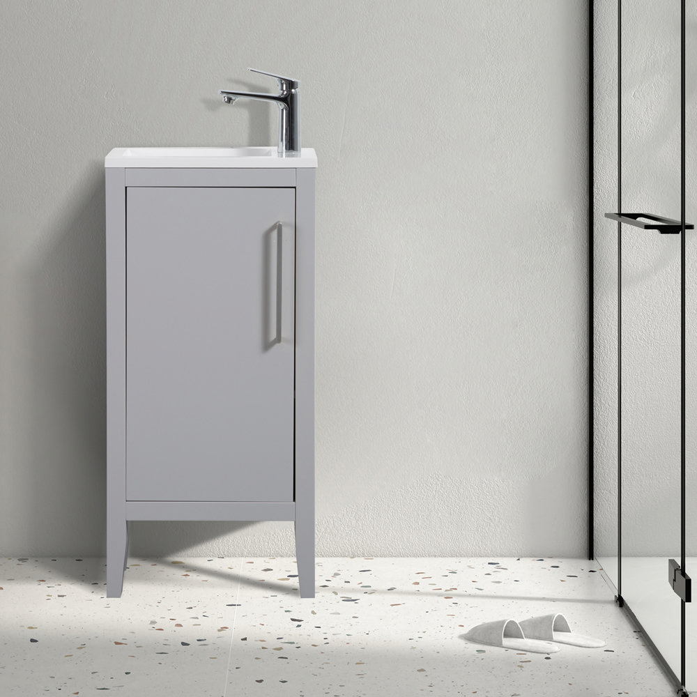 Montrose 400mm Dove Grey Cloakroom Vanity Unit with Chrome Handle