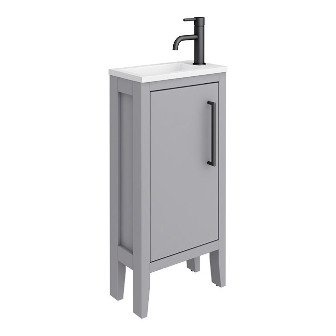 Montrose 400mm Dove Grey Cloakroom Vanity Unit with Matt Black Handle