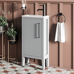 Montrose 400mm Dove Grey Cloakroom Vanity Unit with Matt Black Handle