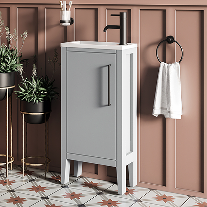 Montrose 400mm Dove Grey Cloakroom Vanity Unit with Matt Black Handle