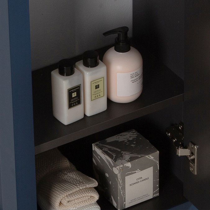 Montrose 400mm Indigo Blue Cloakroom Vanity Unit with Brushed Brass Handle