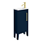 Montrose 400mm Indigo Blue Cloakroom Vanity Unit with Brushed Brass Handle