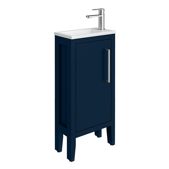 Montrose 400mm Indigo Blue Cloakroom Vanity Unit with Chrome Handle