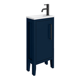 Montrose 400mm Indigo Blue Cloakroom Vanity Unit with Matt Black Handle