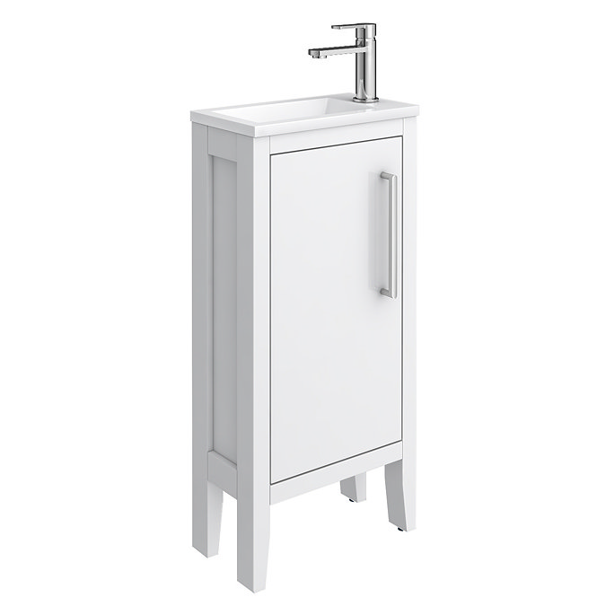 Montrose 400mm White Cloakroom Vanity Unit with Chrome Handle