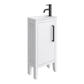 Montrose 400mm White Cloakroom Vanity Unit with Matt Black Handle