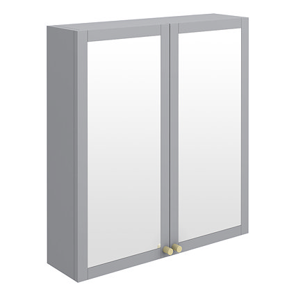 Montrose 600mm Dove Grey Mirrored Cabinet with Brushed Brass Handles