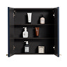 Montrose 600mm Indigo Blue Mirrored Cabinet with Brushed Brass Handles