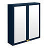 Montrose 600mm Indigo Blue Mirrored Cabinet with Brushed Brass Handles