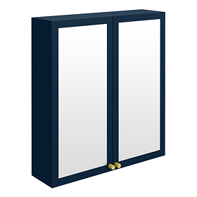 Montrose 600mm Indigo Blue Mirrored Cabinet with Brushed Brass Handles