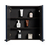 Montrose 600mm Indigo Blue Mirrored Cabinet with Matt Black Handles