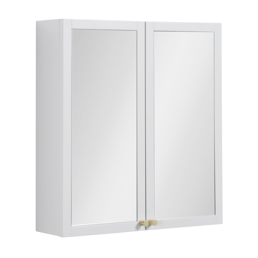 Montrose 600mm White Mirrored with Brushed Brass Handles
