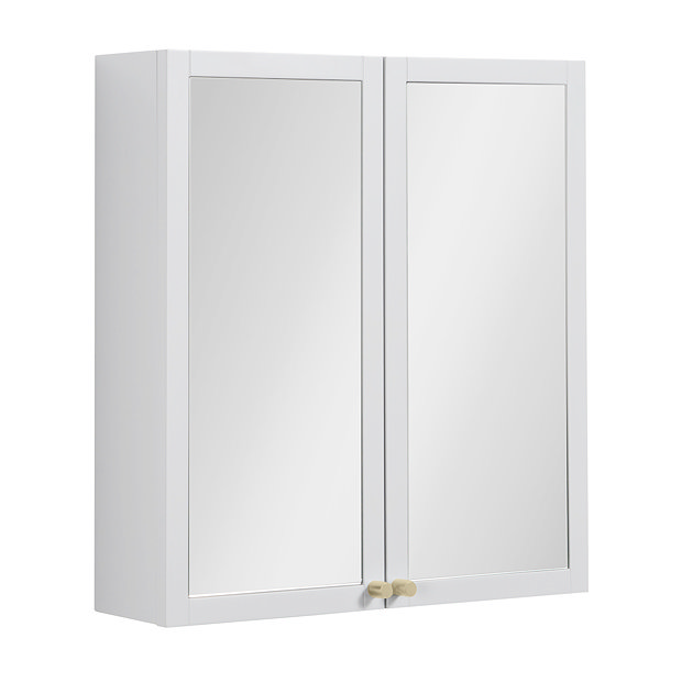Montrose 600mm White Mirrored with Brushed Brass Handles
