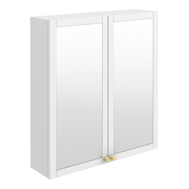 Montrose 600mm White Mirrored with Brushed Brass Handles