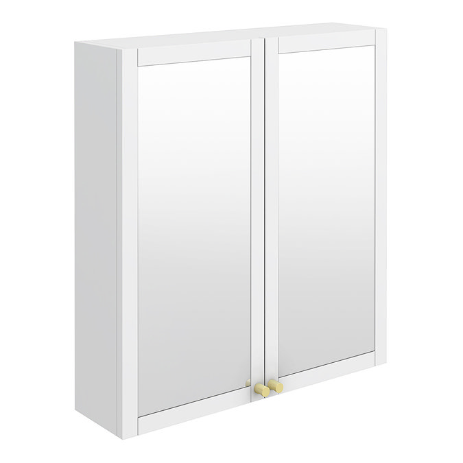 Montrose 600mm White Mirrored Cabinet with Brushed Brass Handles