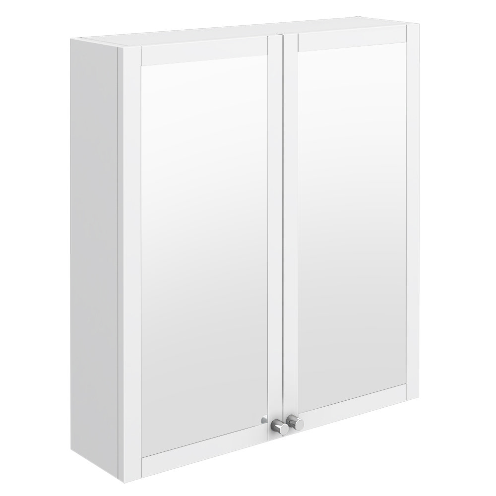 White mirrored store cabinet