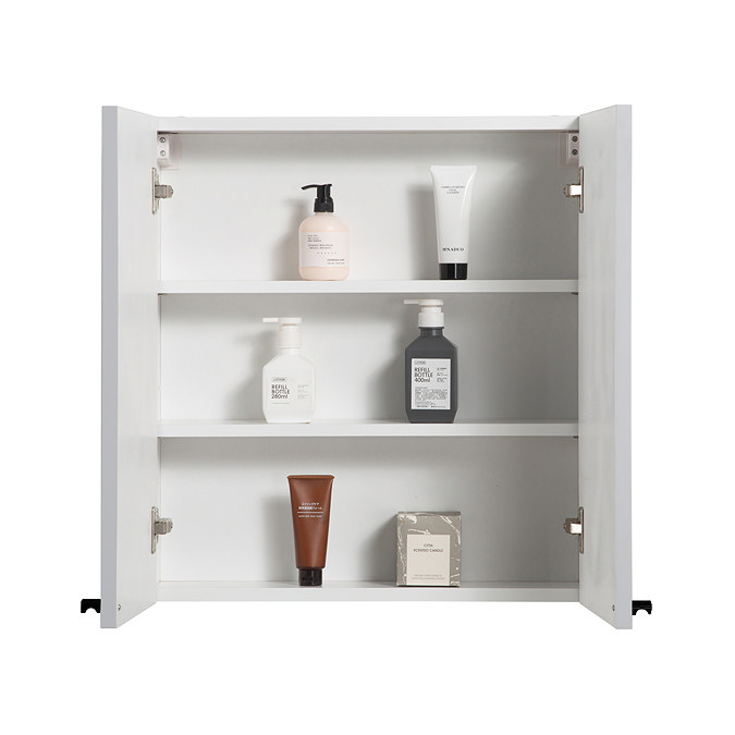 Montrose 600mm White Mirrored Cabinet with Matt Black Handles